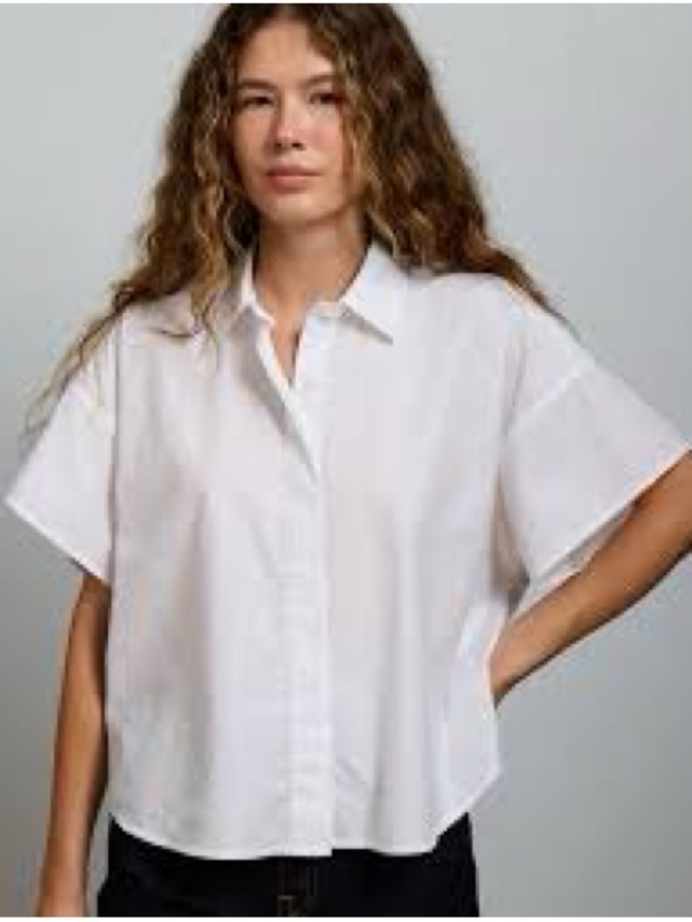 Calvin Klein White Short-Sleeve Boxy Button-Down Shirt